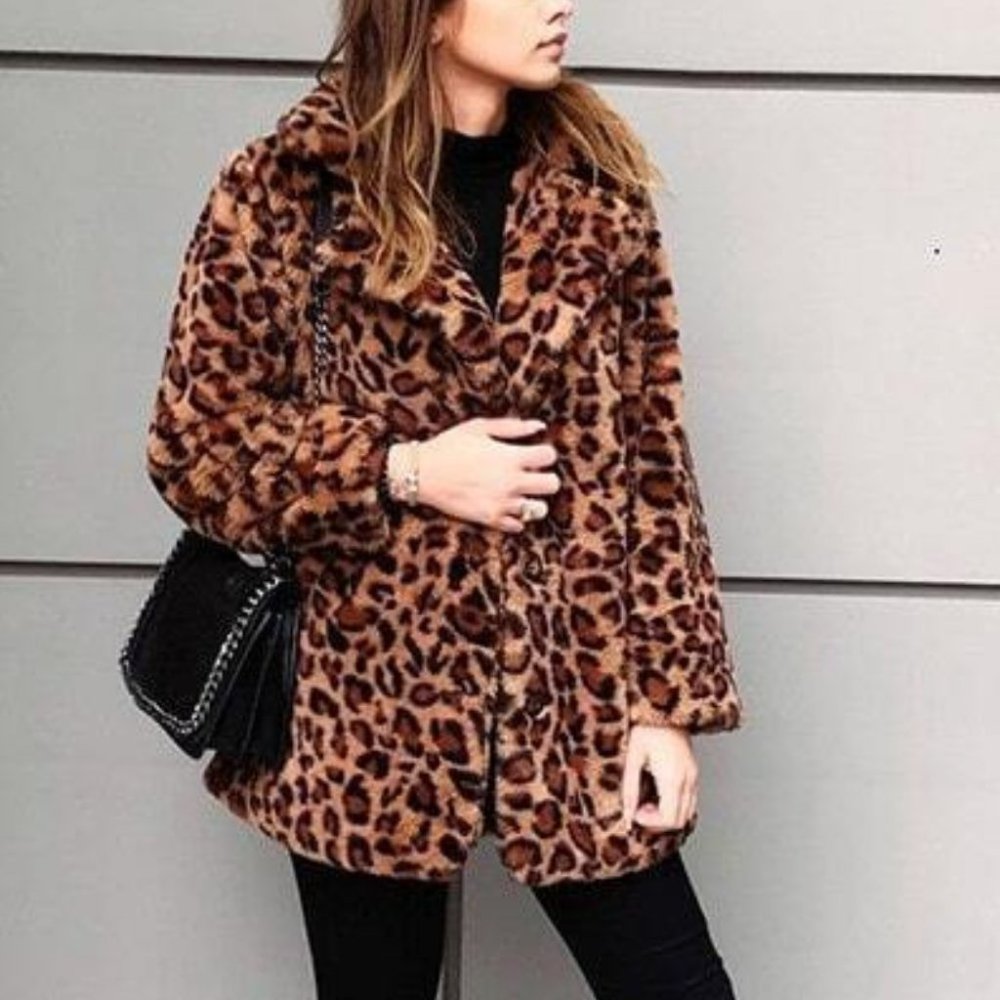 Glamour Girl Leopard Print Faux Fur Teddy Coat - Picture 4 of 14